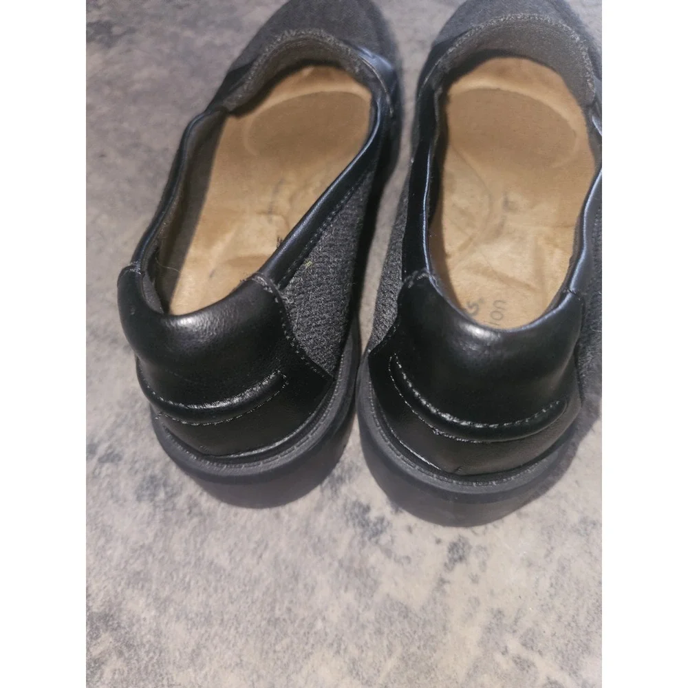 Clarks Women's Shoes loafers  grey herringbone tweed with black trim EXC Size 8M